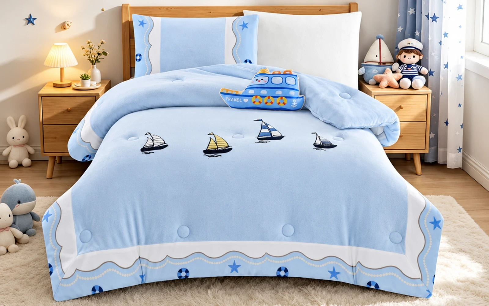 Piko Velvet Kids Comforter Bedding Set 5 PCS - Multi Color