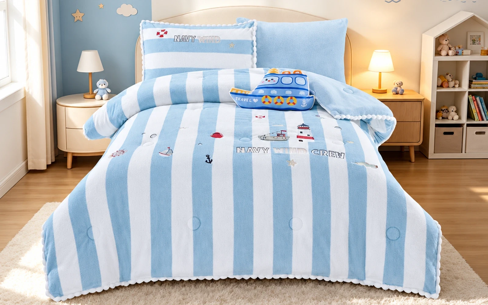Piko Velvet Kids Comforter Bedding Set 5 PCS - Multi Color