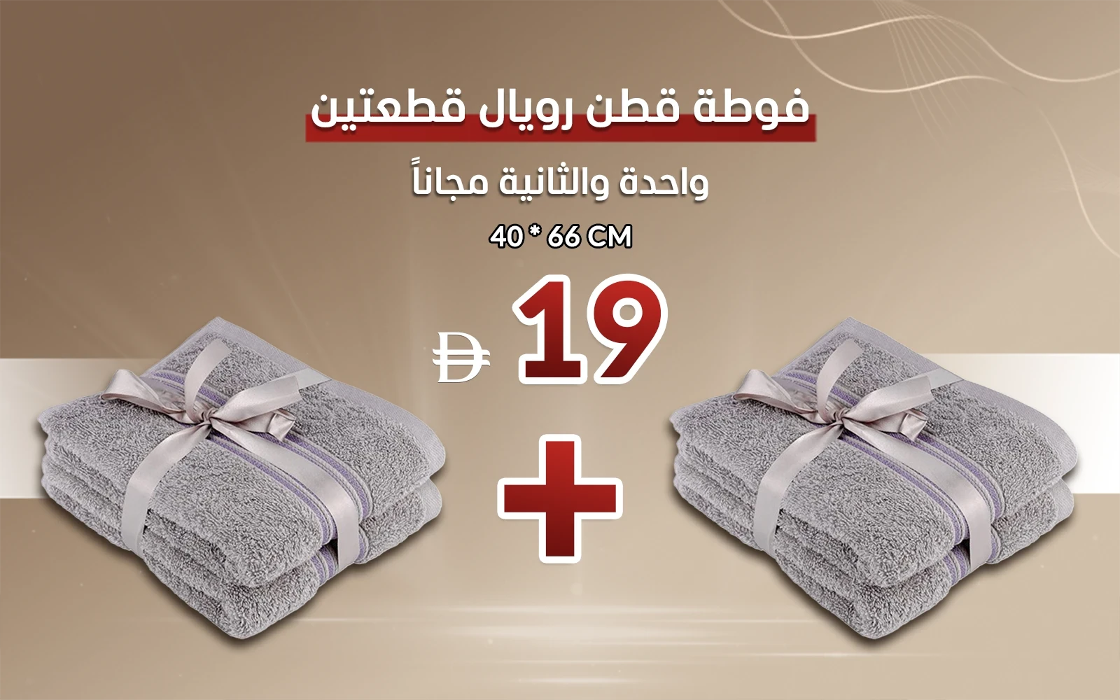 Royal Cotton Towel 2 Pc - ( 40 X 66 ) Grey