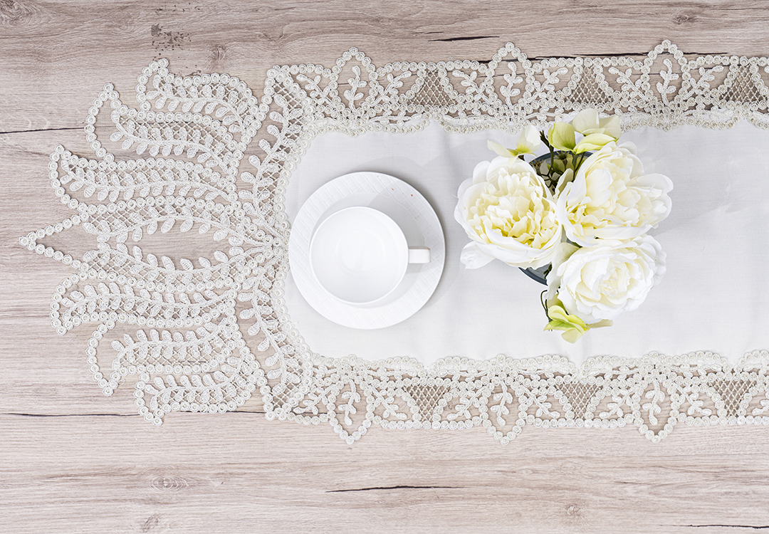 Armada Turkish Embroidered Table Mat Set 5 PCS - Cream